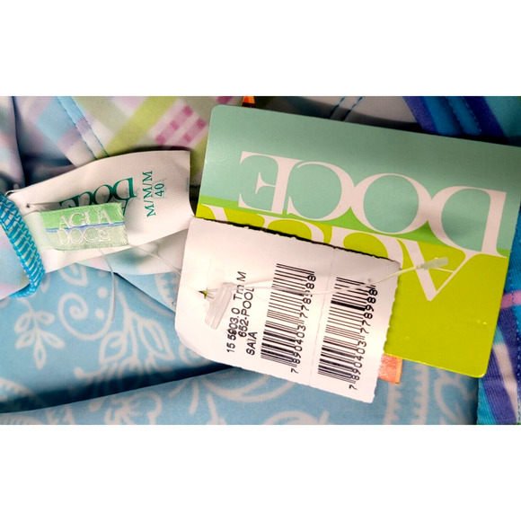 Agua Doce Cover Swim Beachwear Skirt Womens Medium Plaid Floral Blue Pocket New - Picture 5 of 9